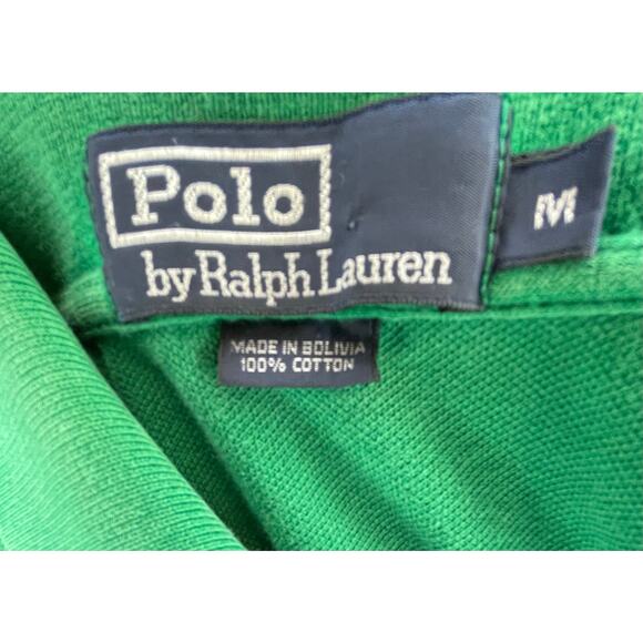VTG Polo by Ralph Lauren Men’s Green Polo Shirt Sz M 100% Cotton Blue Pony Logo - Picture 2 of 10